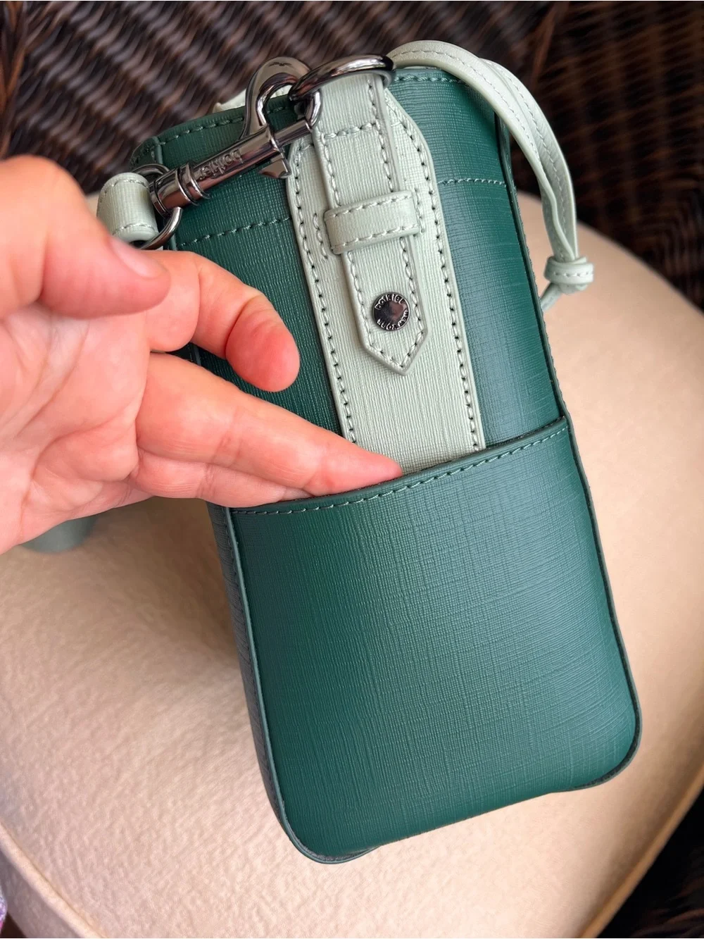 BOTKIER Park Slope Mini Wide strap leather bag Emerald combo green NWT